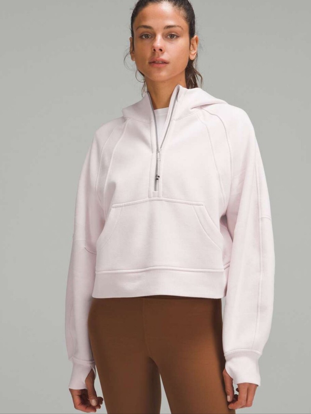 Lululemon Scuba Oversized Half-Zip Hoodie Flush Pink Cropped Size XL/XXL